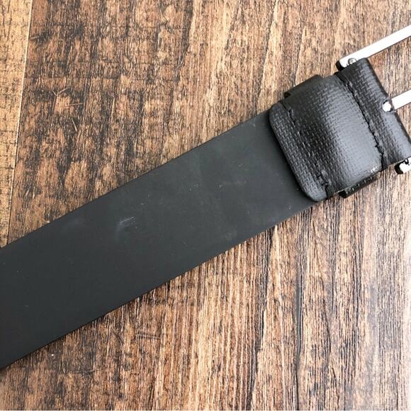 Hugo Boss Italian Leather Belt Printed Handmade in Italy Size 32 Black Gunmetal - Picture 9 of 16